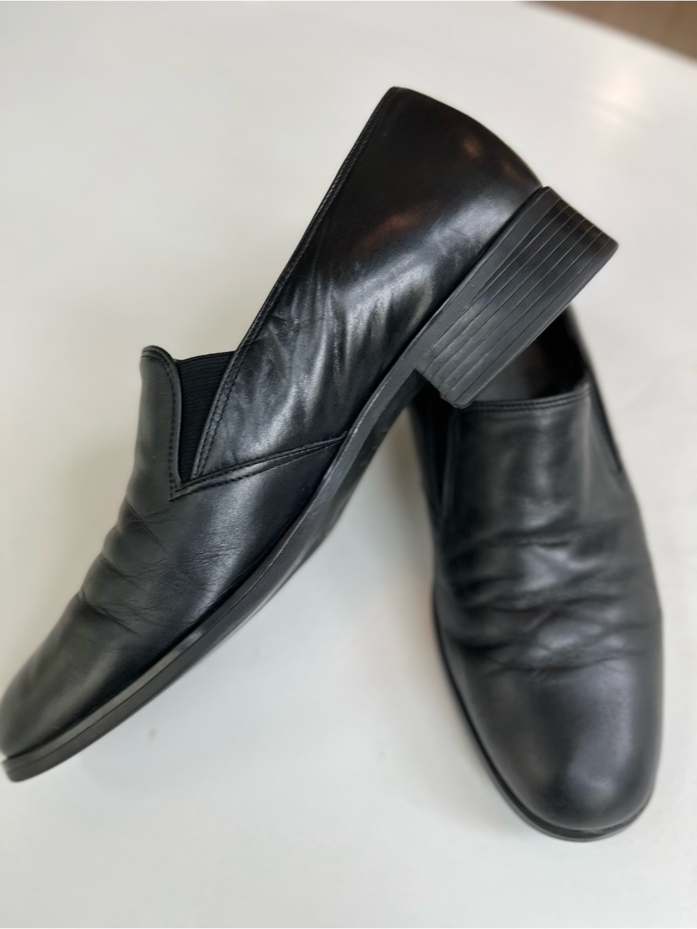 Munro Black Leather Slip-On wonens Loafers
